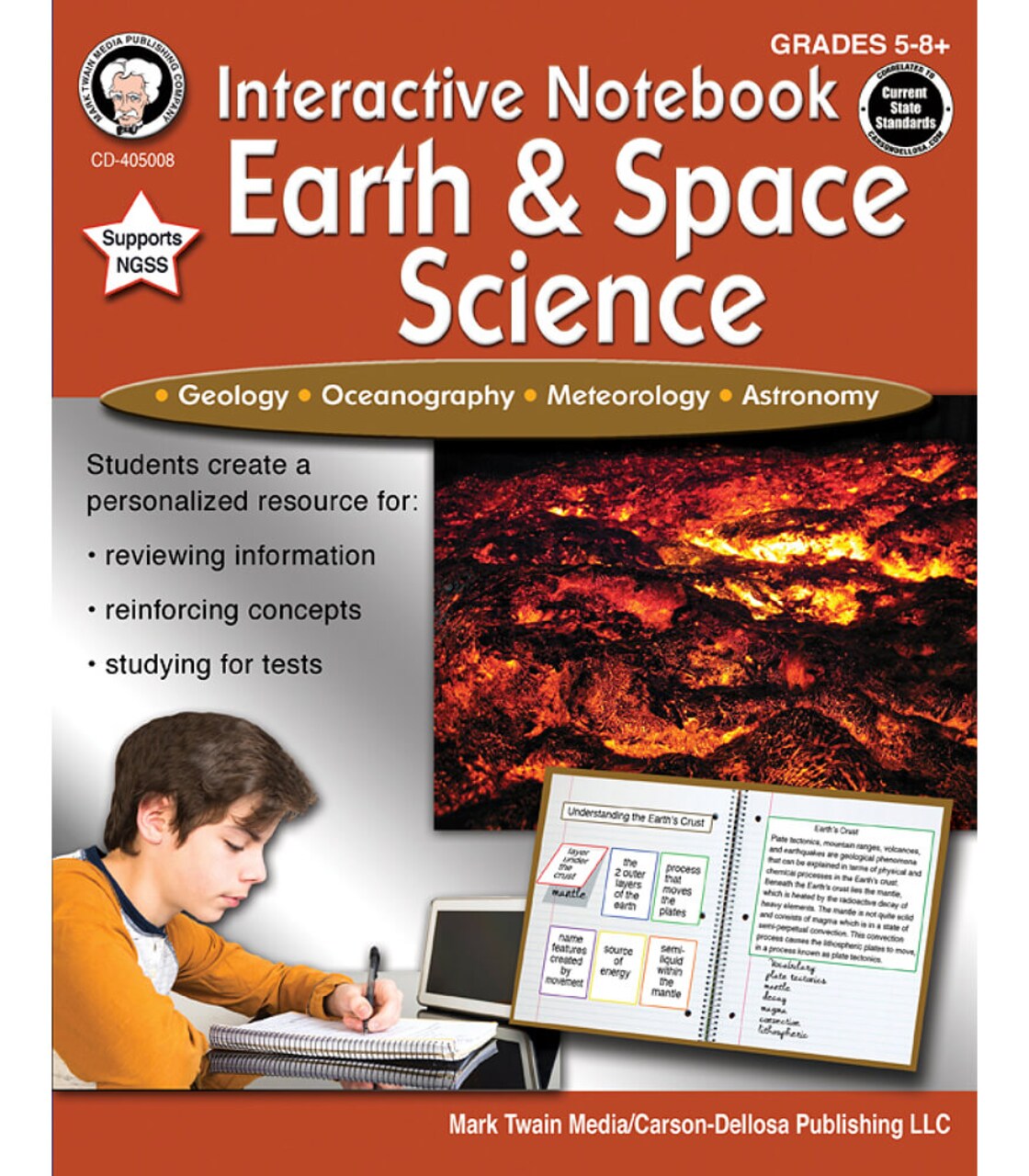 Mark Twain Earth & Space Science Interactive Books, Grades 5-8, Geology, Oceanography, Meteorology, and Astronomy Books, 5th Grade Workbooks and Up, Classroom or Homeschool Curriculum